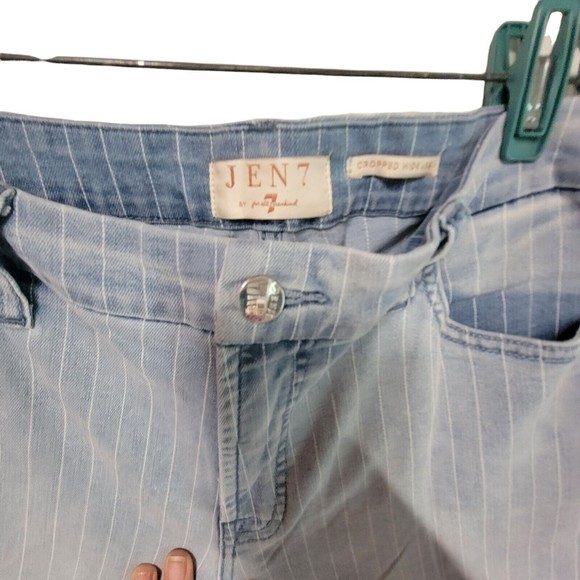 7 for All Man Kind Wide Leg Jeans Pinstripe Pin stripe Cropped 12 JEN7 - Picture 5 of 5